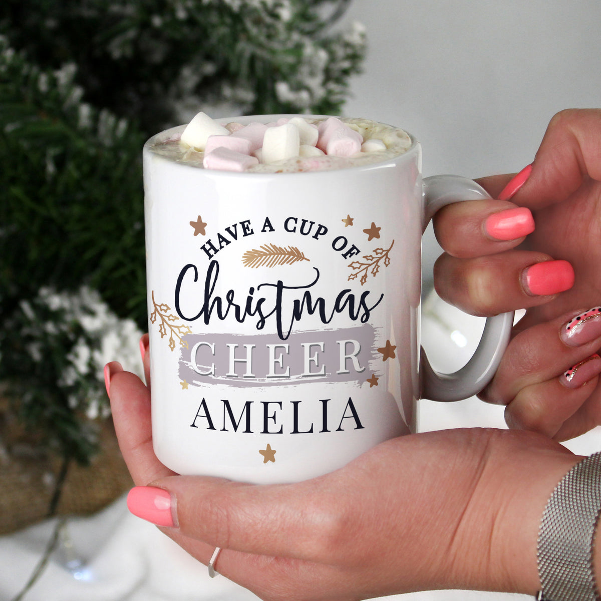 Personalised Cup Of Christmas Cheer Mug with personalised text, view 4