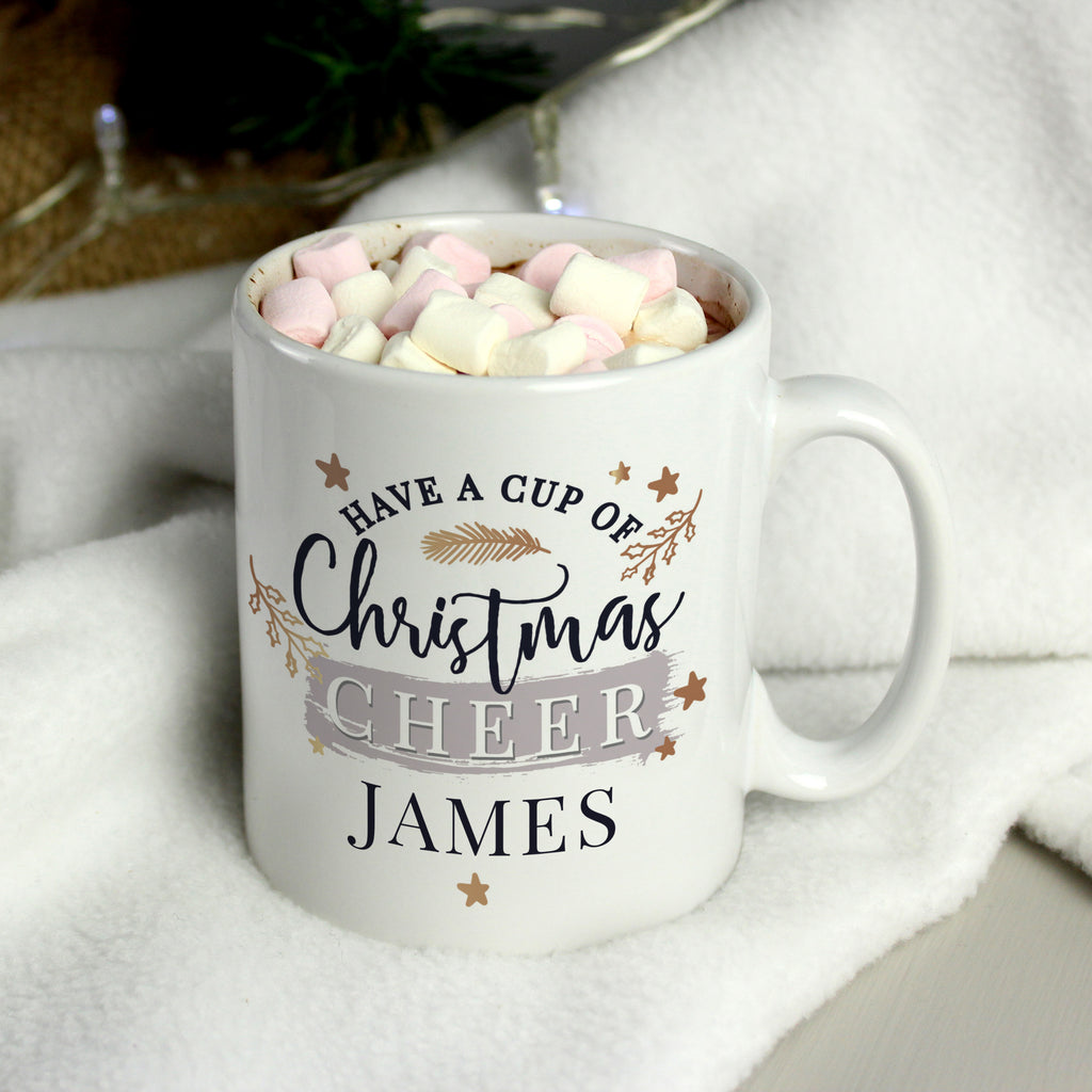Personalised Cup Of Christmas Cheer Mug with personalised text, view 2