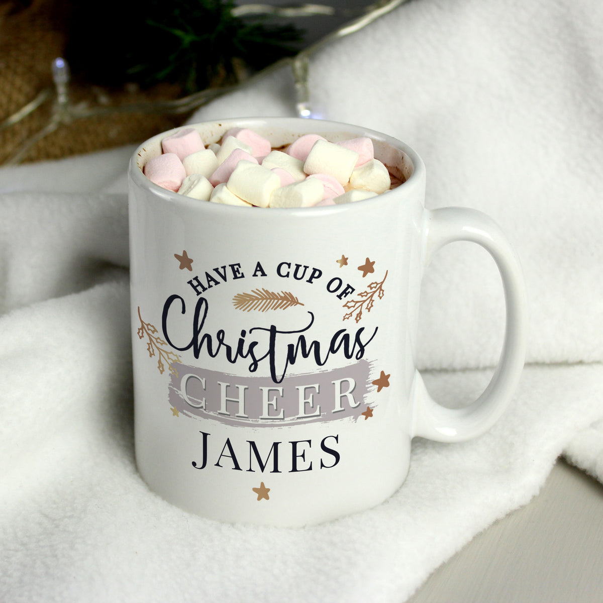 Personalised Cup Of Christmas Cheer Mug with personalised text, view 2