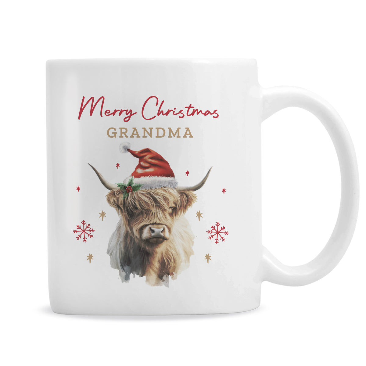 Personalised Christmas Highland Cow Mug with personalised text, view 3