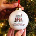 Personalised Watercolour House Ceramic Bauble with personalised text, view 2