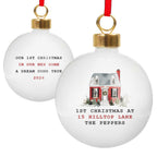 Personalised Watercolour House Ceramic Bauble with personalised text, view 3