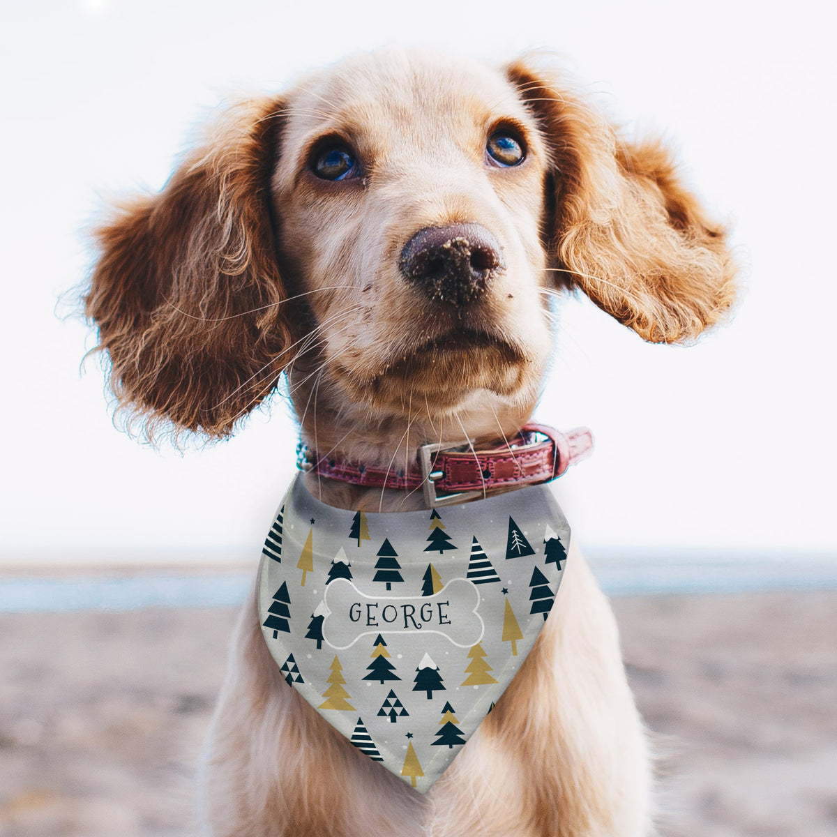 Personalised Christmas Tree Dog Bandana with personalised text, view 2