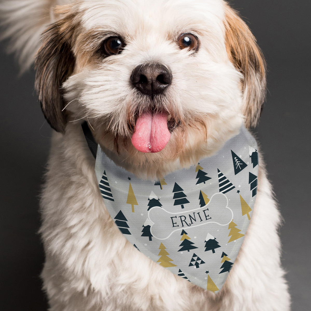 Personalised Christmas Tree Dog Bandana with personalised text, view 3