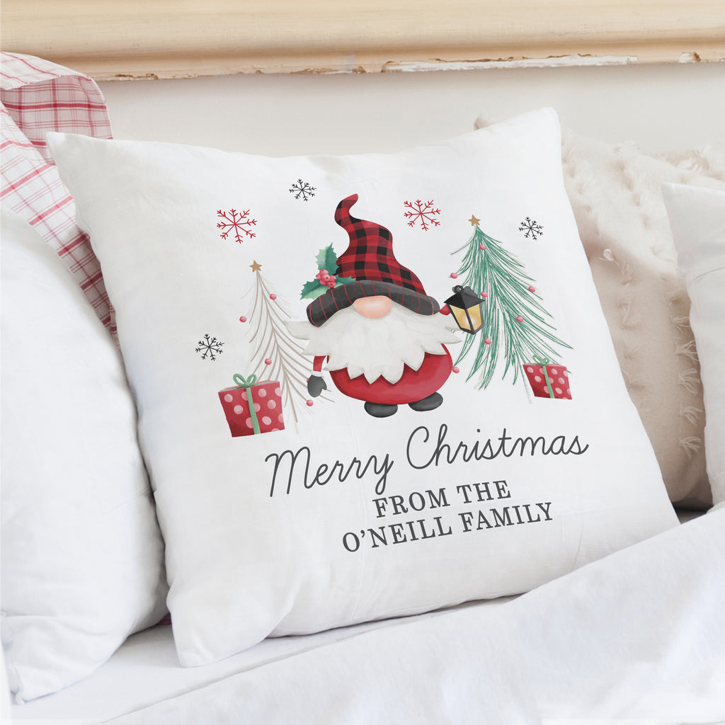 Personalised Gonk Merry Christmas Cushion with personalised text, view 5