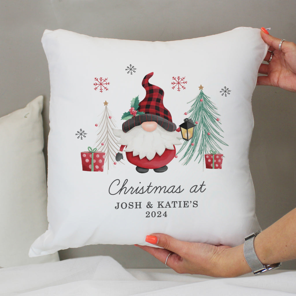 Personalised Gonk Merry Christmas Cushion with personalised text, view 2