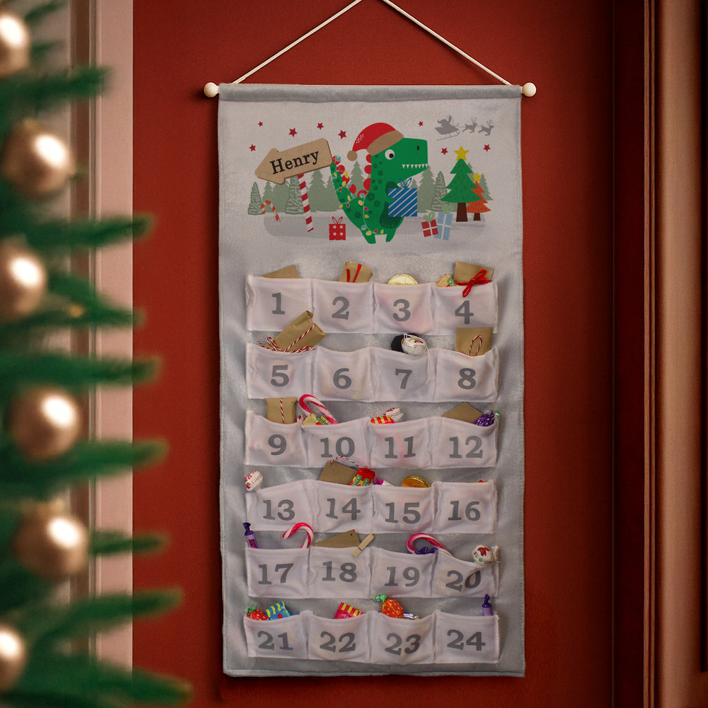 Personalised Dinosaur Advent Calendar with personalised text, view 5