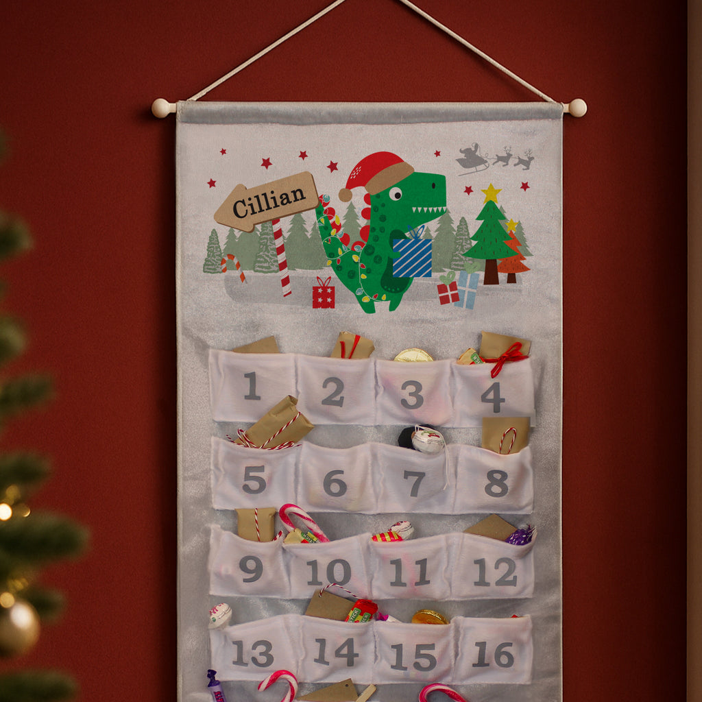 Personalised Dinosaur Advent Calendar with personalised text, view 3