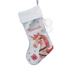 Personalised Unicorn Christmas Stocking with personalised text, view 3