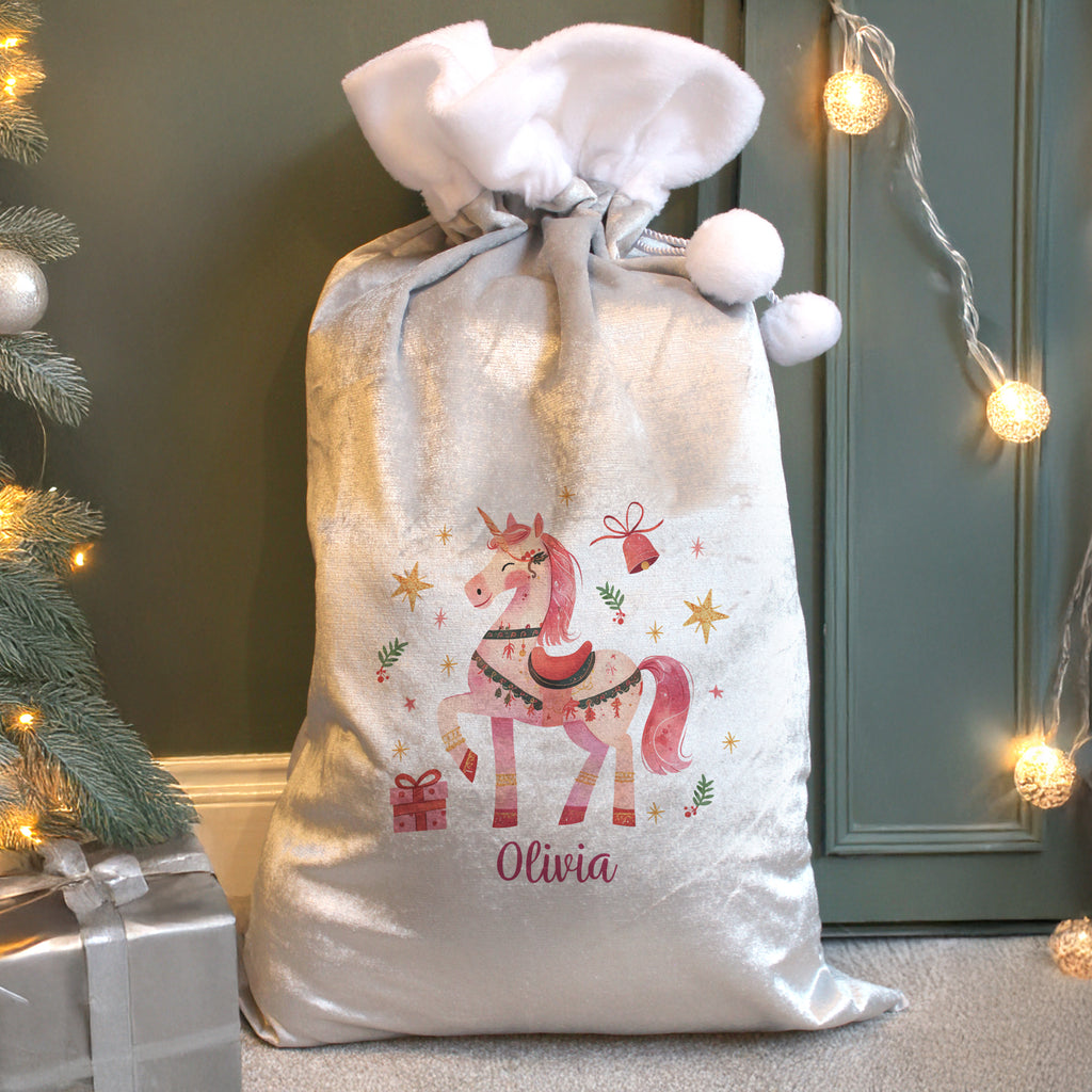 Personalised Unicorn Christmas Sack with personalised text, view 4