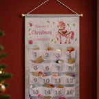 Personalised Unicorn Christmas Advent Calendar hanging on the wall at Christmas