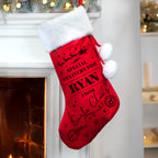 Personalised Special Delivery Red Christmas Stocking with personalised text, view 2