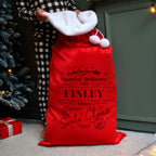 Personalised Special Delivery Red Christmas Sack with personalised text, view 2