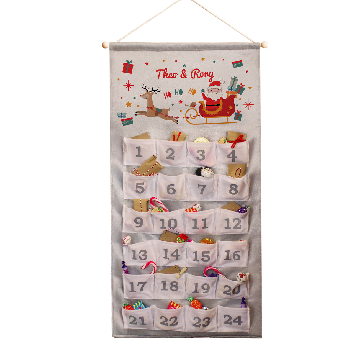 Personalised Santa Sleigh Advent Calendar with personalised text, view 5