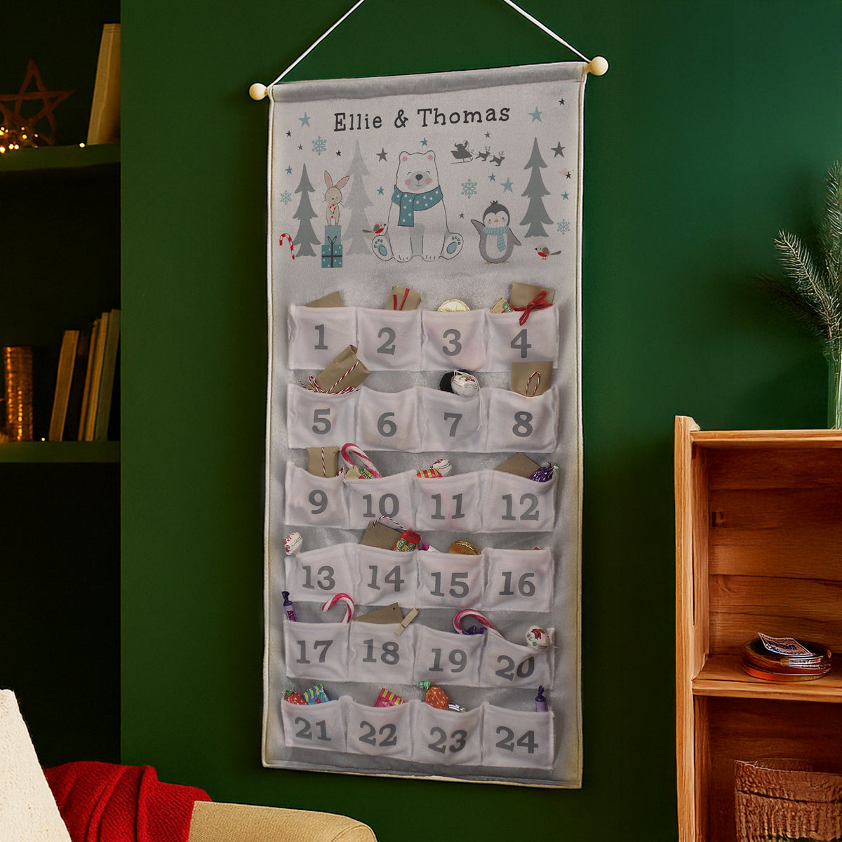 Personalised Polar Bear Advent Calendar with personalised text, view 3