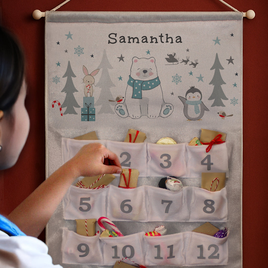 Personalised Polar Bear Advent Calendar with personalised text, view 5