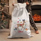 Personalised Reindeer Christmas Sack with personalised text, view 2