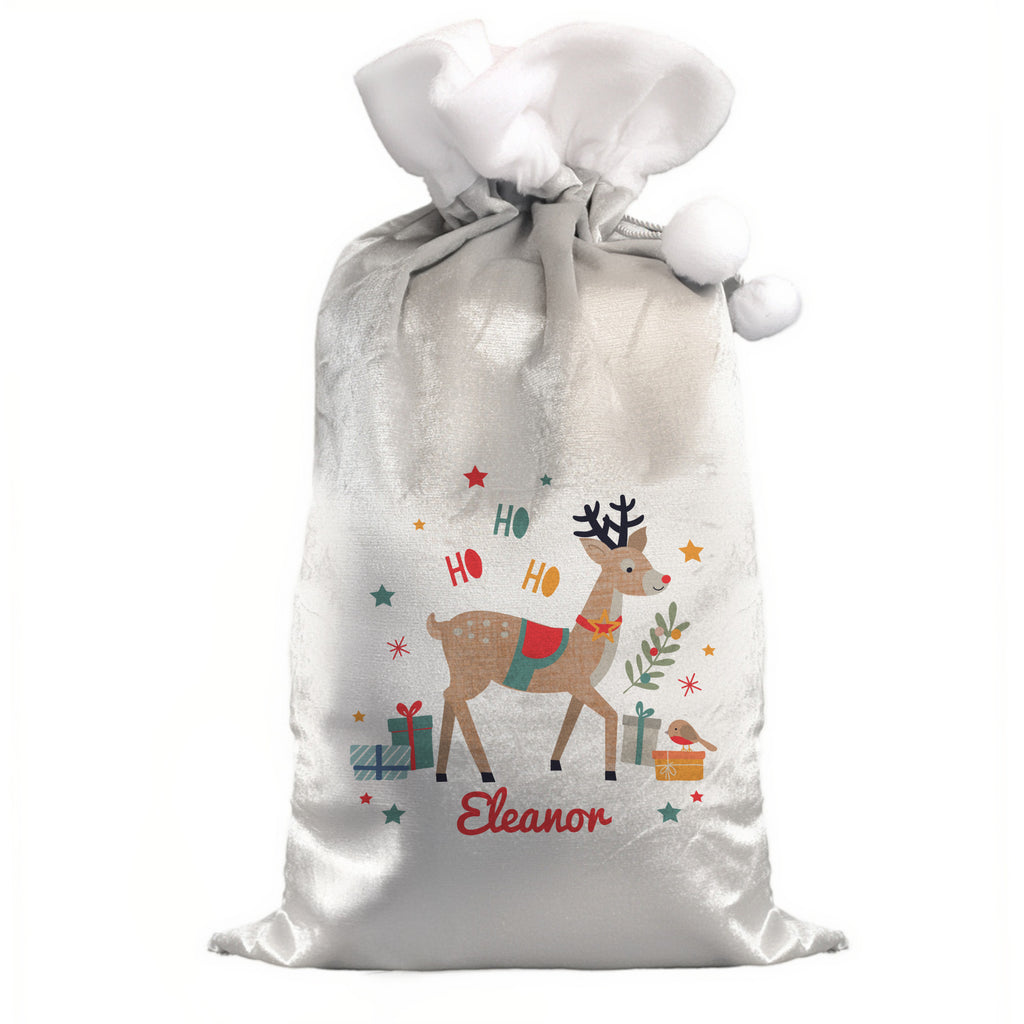 Personalised Reindeer Christmas Sack with personalised text, view 3