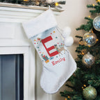 Personalised Initial Reindeer Christmas Stocking with personalised text, view 4