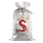 Personalised Initial Reindeer Christmas Sack with personalised text, view 3