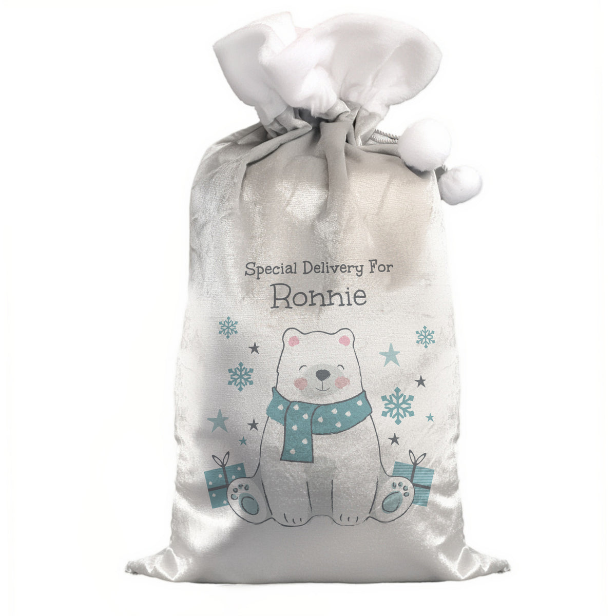 Personalised Polar Bear Special Delivery Christmas Sack with personalised text, view 3