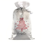 Personalised Pink Bow Christmas Tree Sack with personalised text, view 3