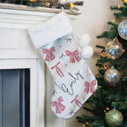 Personalised Pink Bow Christmas Stocking with personalised text, view 4