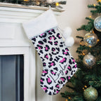 Personalised Leopard Print Christmas Stocking with personalised text, view 4