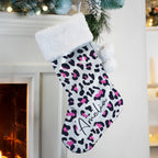 Personalised Leopard Print Christmas Stocking with personalised text, view 2