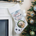 Personalised Dog Photo Christmas Stocking with personalised text, view 4
