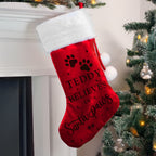 Personalised Santa Paws Pet Christmas Stocking with personalised text, view 4