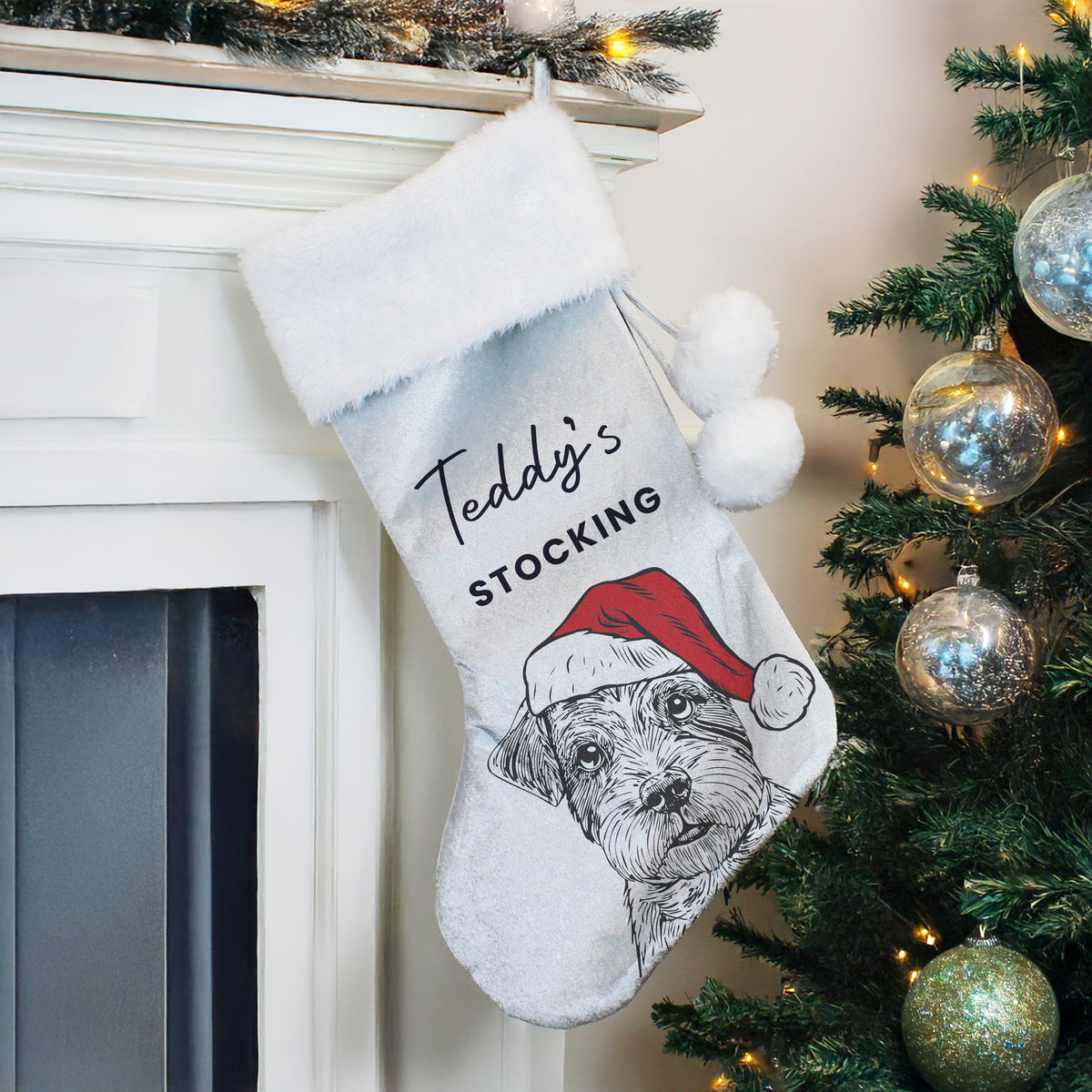 Personalised Dog Breed Christmas Stocking with personalised text, view 5