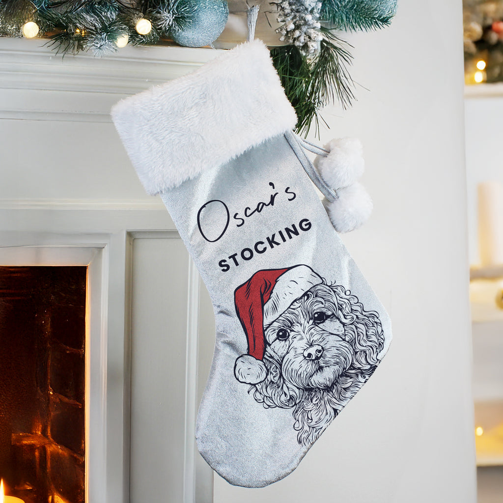 Personalised Dog Breed Christmas Stocking with personalised text, view 2