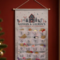 Personalised Christmas Home Advent Calendar hanging on the wall at Christmas