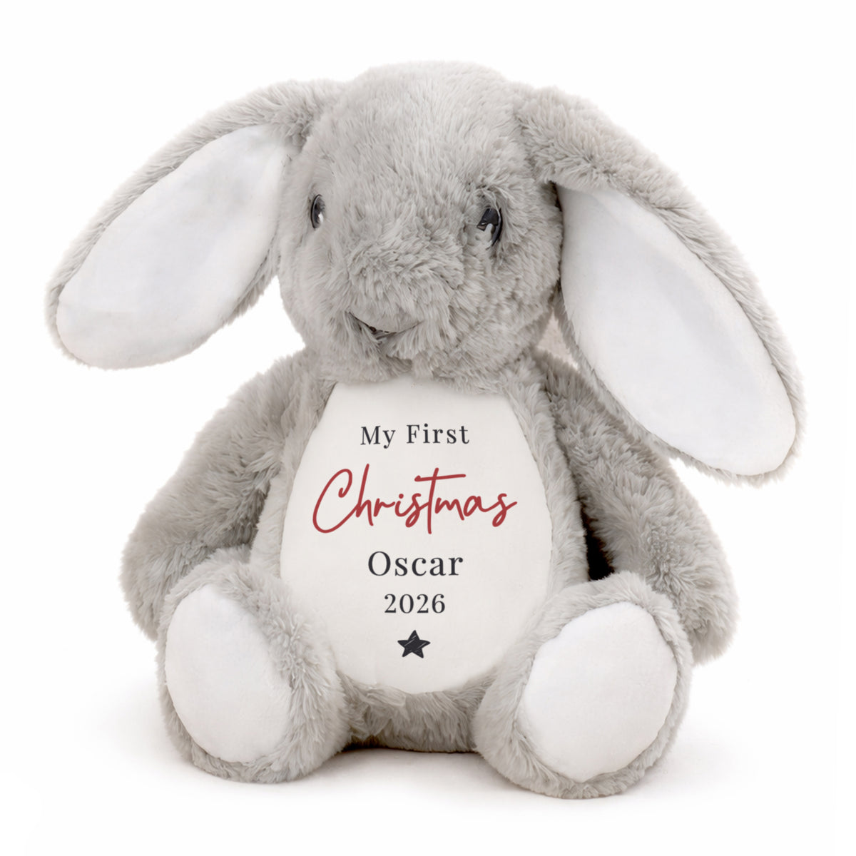 Personalised My First Christmas Bunny Soft Toy with personalised text, view 3