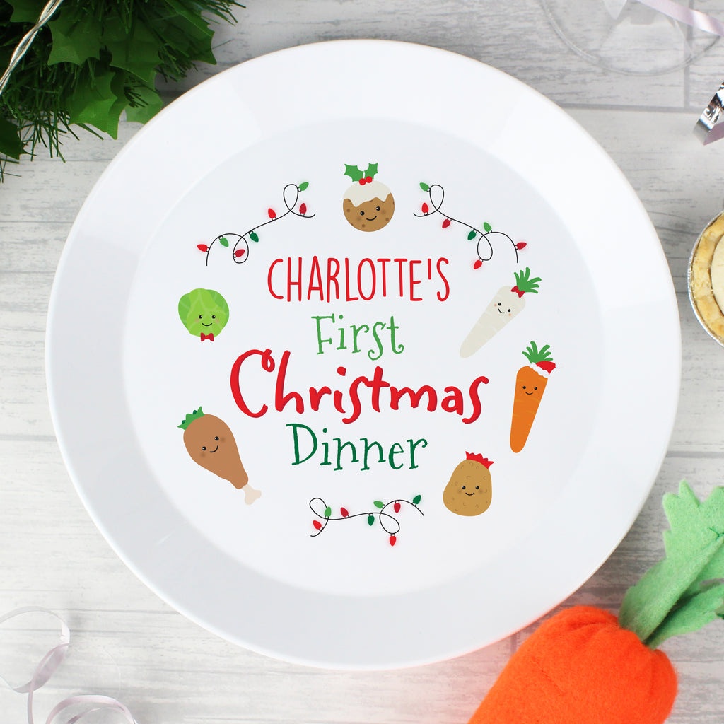 Personalised First Christmas Dinner Plate with personalised text, view 3