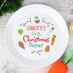 Personalised First Christmas Dinner Plate with personalised text, view 3