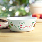 Personalised First Christmas Dinner Bowl with personalised text, view 4