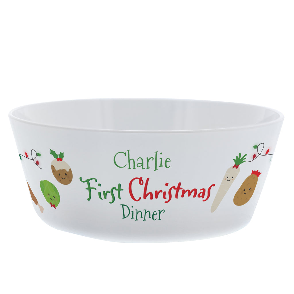 Personalised First Christmas Dinner Bowl with personalised text, view 3