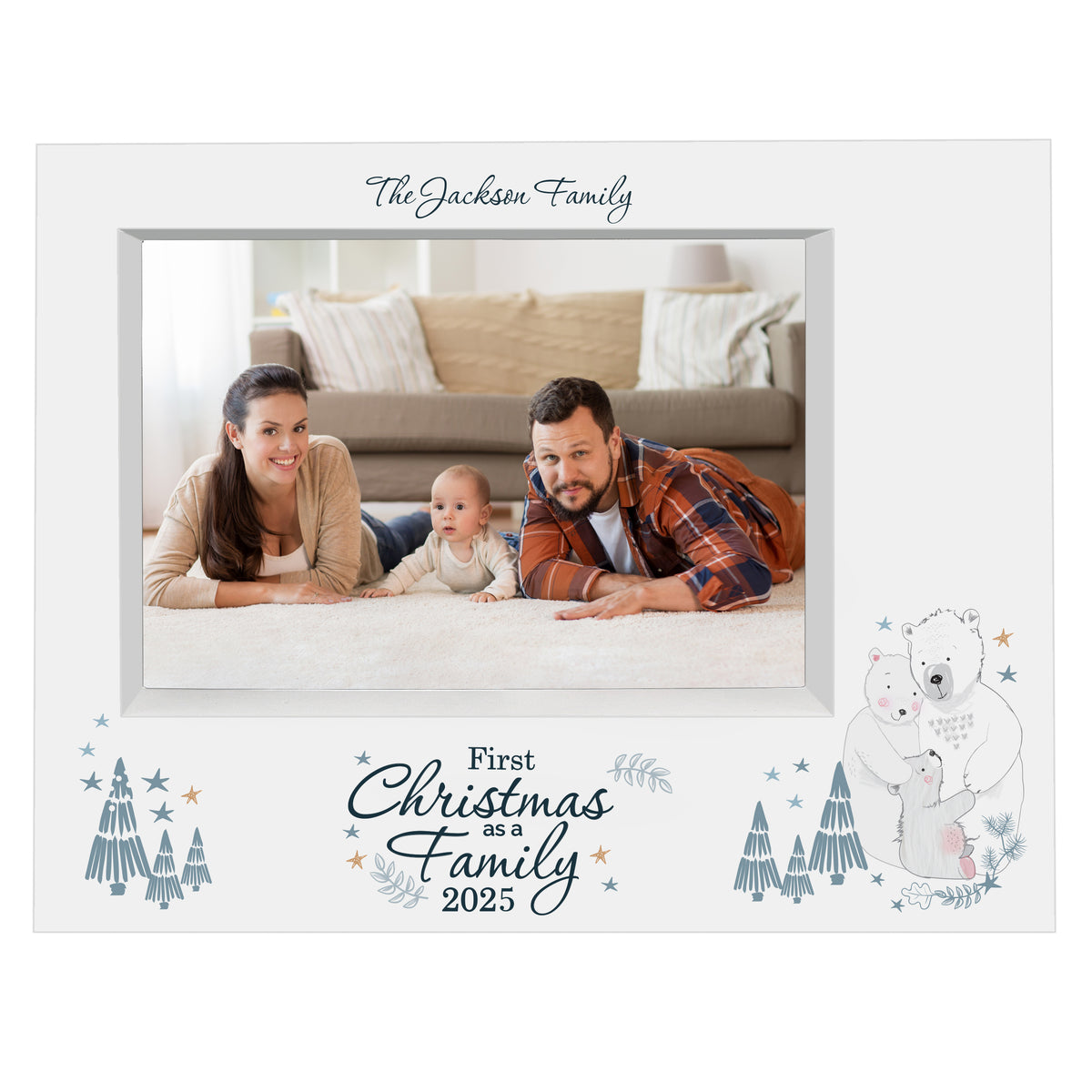 Personalised First Christmas as a Family Polar Bear Photo Frame with personalised text, view 3