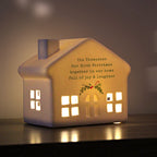 Personalised Christmas Ceramic LED House with personalised text, view 3