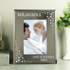 Personalised Mr & Mrs Diamante Glass Photo Frame with personalised text, view 2