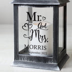 Personalised Mr & Mrs Rustic Black LED Lantern with personalised text, view 2