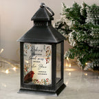 Personalised Robins Appear Memorial Black Lantern with personalised text, view 3