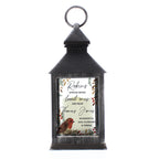 Personalised Robins Appear Memorial Black Lantern with personalised text, view 2