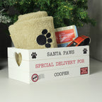 Personalised Santa Paws White Wooden Christmas Crate with personalised text, view 4