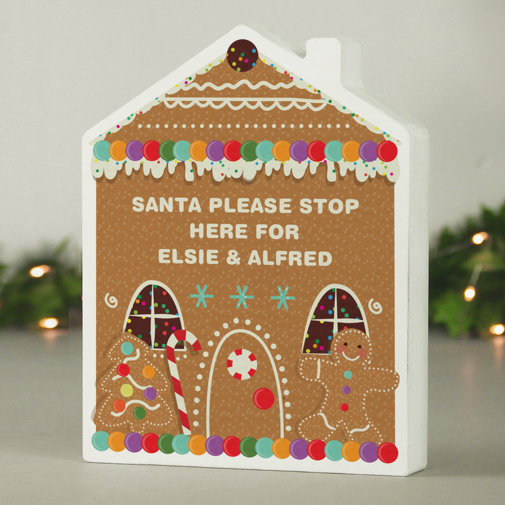 Personalised Gingerbread House Wooden Christmas Ornament with personalised text, view 4