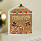 Personalised Gingerbread House Wooden Christmas Ornament with personalised text, view 2