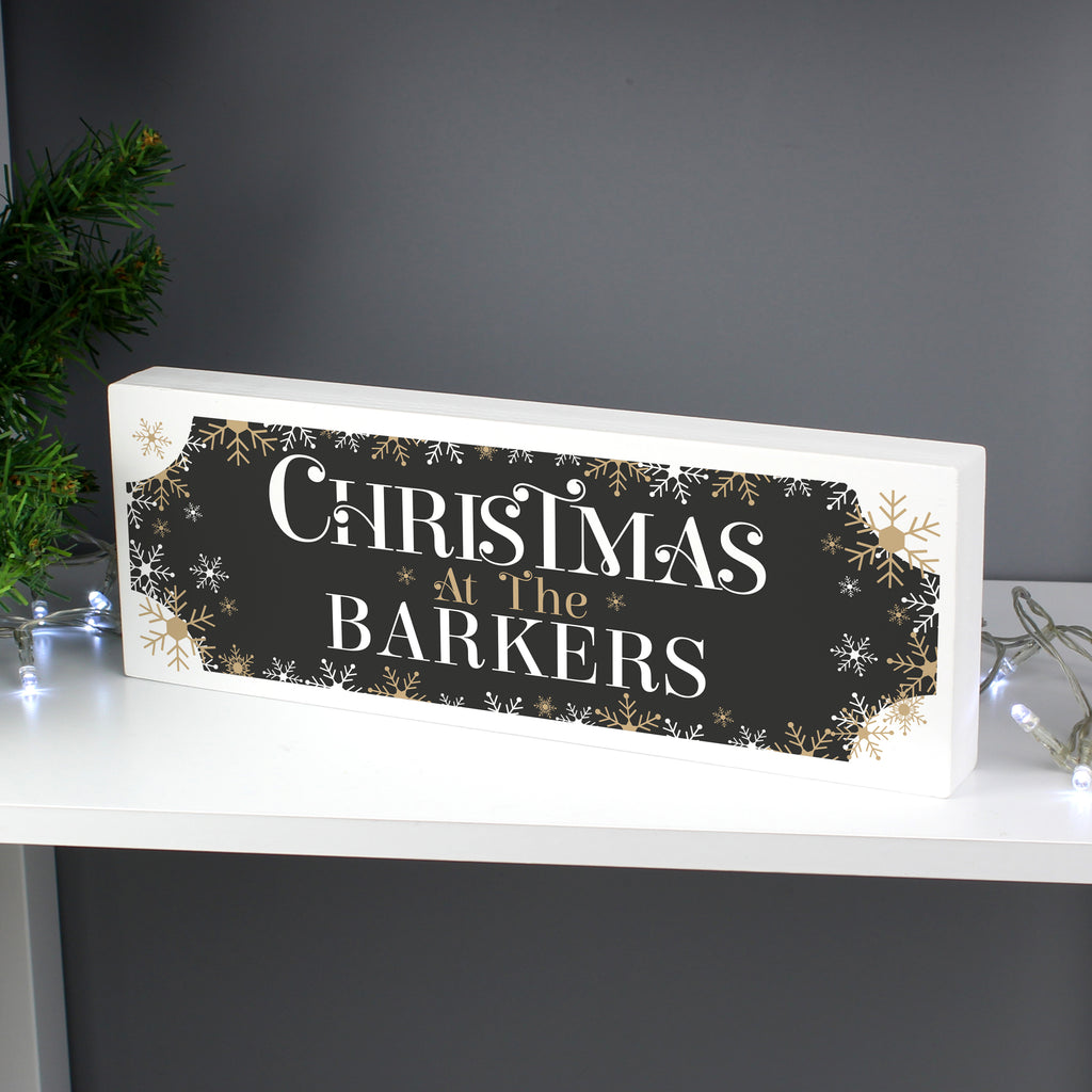 Personalised Christmas at the Family Wooden Mantel Block with personalised text, view 5