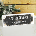 Personalised Christmas at the Family Wooden Mantel Block on a shelf